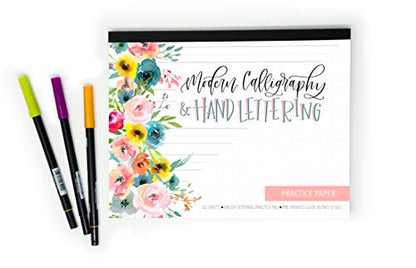 Calligraphy Paper, Hand Lettering and Modern Calligraphy Notepad: A Brush Lettering Practice Pad With 50 Removable Sheets and Pre Printed Guide in Two Styles