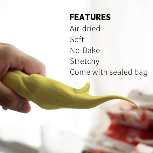 Air Dry Clay Lightweight, Flexible Modeling Clay for Adults Arts and Crafts | Professional & Moldable, Soft & No-Stick, Polymer Clay for Sculpting, Molding,Anime Figures,Making Costumes,DIY Projects - color: Yellow
