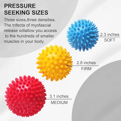 Spiky Massage Balls, 3PCS (Firm, Medium and Soft) | Muscle Massager Ball for Feet, Back, Neck, Muscles, Hands, Plantar Fasciitis, Foot Arch Trainer, Exercise, Physical Therapy - color: 3color