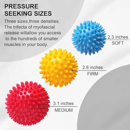Spiky Massage Balls, 3PCS (Firm, Medium and Soft) | Muscle Massager Ball for Feet, Back, Neck, Muscles, Hands, Plantar Fasciitis, Foot Arch Trainer, Exercise, Physical Therapy - color: 3color
