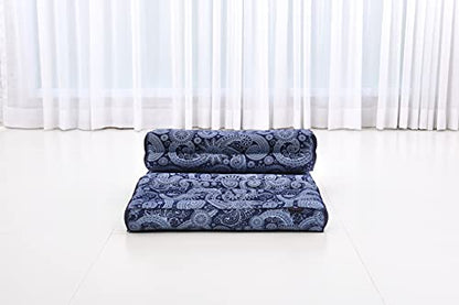 Leewadee Foldable Floor Mattress – 2 in 1 Floor Meditation Mat for Yoga and Relaxation, Seating Futon with Kapok - color: Cbt1 - Blue