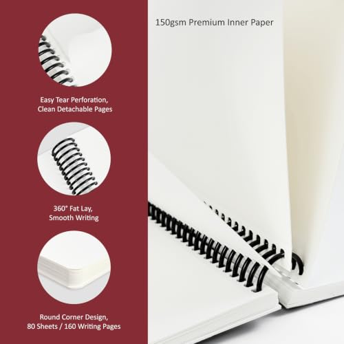 Hardcover Sketchbook,7.2"x8.3"Spiral Bound Drawing Pad, Noir Scarlet Flower | 150gsm(92lb)Acid-Free Thick Paper,Blank Art Journal for Adults,Artists&Beginners,Ideal for Sketching,Doodling and Mixed Media - color: noir scarlet flower