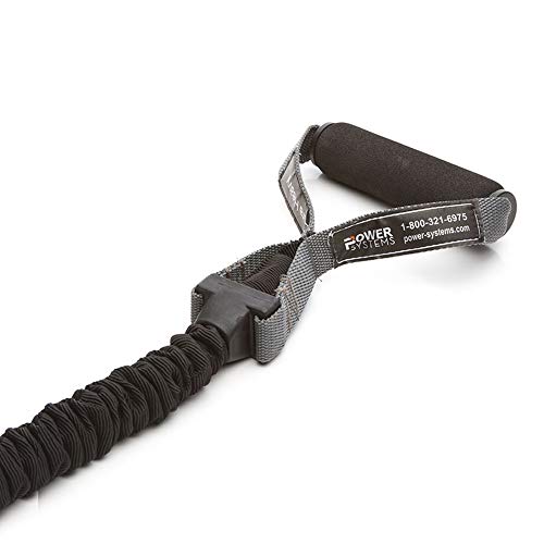 Power Systems Covered Resistance Tube with Handles, 48 Inch, Nylon Sleeve Protected Exercise Band for Strength Training, Physical Therapy, Stretching, 6 Color Coded Resistance Levels - color: Ultra Heavy