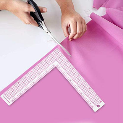 Plastic L Shape Ruler Curve Sewing Measure Professional Tailor Craft Tool(5808) 21.5 * 21.5cm / 8.5 * 8.5inch 28-53g