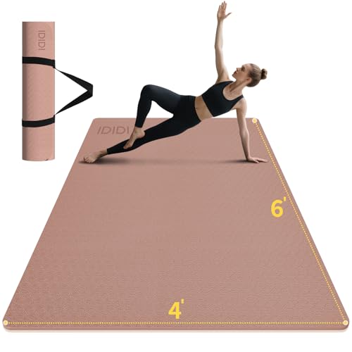 8mm & 10mm Thick Large Yoga Mat (6'x 4') - Extra Long and Wide Workout Mat for Men and Women, Non-Slip POE Fitness Mat, Eco-Friendly Exercise Mat for Home Workouts, Ideal for Yoga and Pilates - color: Brown+Apricot, size: 8mm