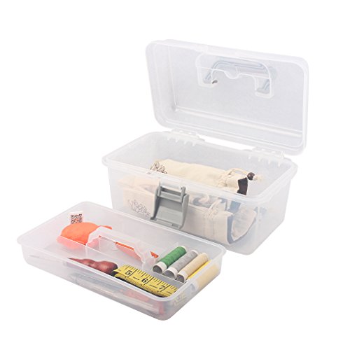 Multipurpose Plastic Storage Container Box with Handle and Latch Lock, Clear Gray - color: clear/gray