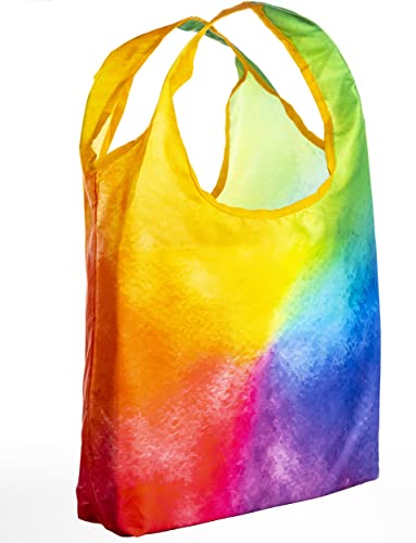 O-WITZ Reusable Grocery Bags | Vibrant Tote Bag For Groceries, Gym, Office, Beach, Toys & More | Washable Design With Large Handles For Maximum Convenience | Folds Into A Small Pouch, Bright Rainbow - color: Rain Bows