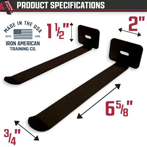 IRON AMERICAN Yoga Mat Hanger - Adjustable Hooks for Exercise Mats, Foam Rollers & Gym Equipment Storage - Wall Mounted - Hardware Included - (6.75" x .75") - American Steel - style: 1-PAIR