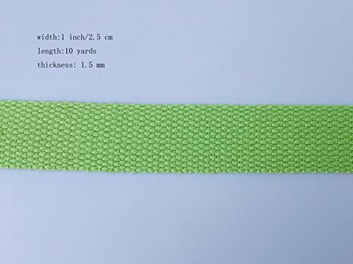 1 Inch Cotton Webbing 10 Yards Cotton Strap for Tote Canvas Bags Crafts Sewing (2018 Light Green) - color: 2018 Light Green