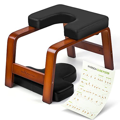 BODY RHYTHM Yoga Headstand Bench, Yoga Inversion Chair, Headstand Trainer for Relieve Stress, Improve Sleep & Digestion and Strength Training, Ideal for Home Workout, Fitness and Gym - color: Chocolate Black