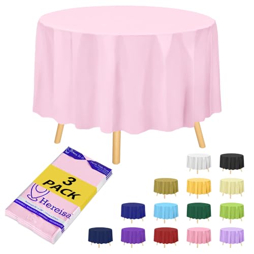 Brand Round Blush Pink Plastic 84" Disposable Tablecloth (3 Pack), Party & Event Decorative Cover - color: Fb1 - Light Pink, size: 3 PACK | Round | 84 Inch
