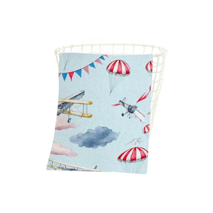 Airplane Hot Air Balloon Beach Towel Flags Garlands Clouds Parachute Face Towels Suit Travel Sports Pool Swimming Bath Camping Spa Gym Yoga,15x30 Inch - color: Airplane Hot Air Balloon