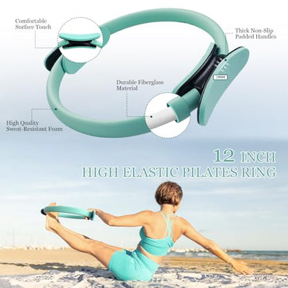 HIMESPORNER Pilates Kit with Resistance Bands, Pilates Ring Ball, Dumbbells