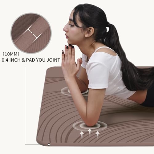 PAIDU Large Yoga Mat 72"x36"x10mm Non-Slip Exercise Mat for Home Gym Studio - color: Brown