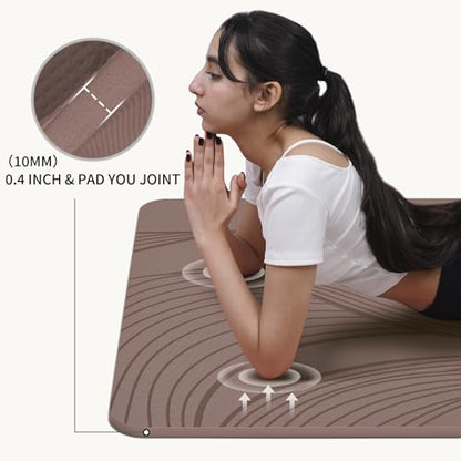 PAIDU Large Yoga Mat 72"x36"x10mm Non-Slip Exercise Mat for Home Gym Studio - color: Brown