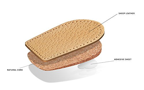 Kaps – Cork & Leather Heel Lifts (2 Pck) – Twin Pack Self-Adhesive Insoles for Shock Absorption, Achilles Tendonitis Relief & Comfort, Vegetable Tanned – for Daily Use by Men - style: Men