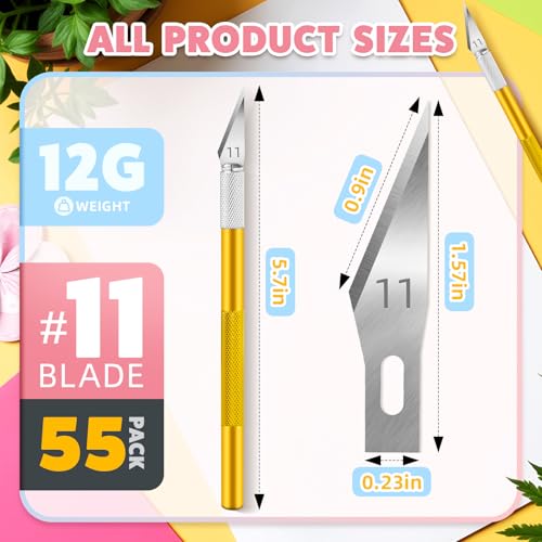 55PCS Exacto Knife Set, Craft Knife, Hobby Knives with 50PCS Blades | 55PCS precision knife kit, SK5 exacto knife blades for art, woodworking, stencil, scoring, scrapbooking, modeling and crafts - style: Multi-1 – 5 Knives / 50 Blades