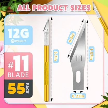 55PCS Exacto Knife Set, Craft Knife, Hobby Knives with 50PCS Blades | 55PCS precision knife kit, SK5 exacto knife blades for art, woodworking, stencil, scoring, scrapbooking, modeling and crafts - style: Multi-1 – 5 Knives / 50 Blades