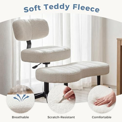 DUMOS ADHD Meditation Chair, Cross Legged Home Office Desk Chair - color: Teddy Fabric White