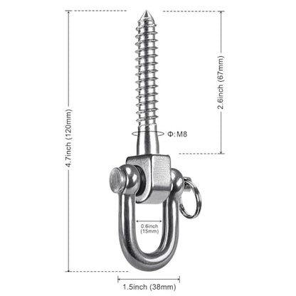 SELEWARE 6 Pack Swing Hangers Swing Set Hooks Stainless Steel Hammock Hooks | Heavy Duty Swing Mount for Porch Swing, Hammock Chair, Heavy Bag, Yoga Silk, Suspension Straps, Gymnastics Rings - color: Stainless 6 Pack Swing Hooks
