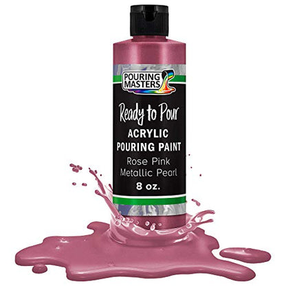 Pouring Masters Rose Pink Metallic Pearl Ready to Pour Acrylic Pouring Paint - Premium 8-Ounce Pre-Mixed Fluid Acrylic Paint - Fluid Art Supplies for Canvas, Wood, Paper, Tile & Rocks - color: Rose Pink Metallic Pearl, size: 8 Fl Oz (Pack of 1)