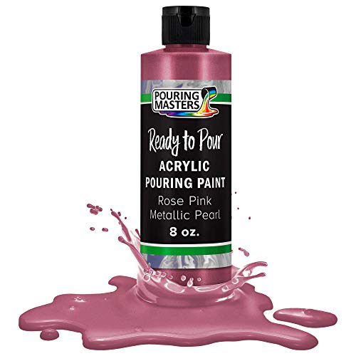 Pouring Masters Rose Pink Metallic Pearl Ready to Pour Acrylic Pouring Paint - Premium 8-Ounce Pre-Mixed Fluid Acrylic Paint - Fluid Art Supplies for Canvas, Wood, Paper, Tile & Rocks - color: Rose Pink Metallic Pearl, size: 8 Fl Oz (Pack of 1)