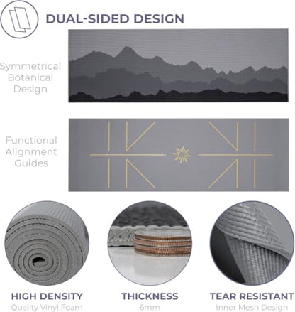 Ascend 6mm Thick Yoga Mat, 4 Pack, 72x24in - color: Granite - Printed, size: 10 Pack