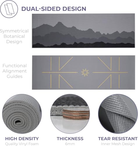Ascend 6mm Thick Yoga Mat, 72x24in - color: Granite - Printed