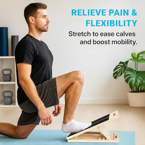 15.5" Wide Slant Board, 5-Level Incline 20°-45°, Non Slip Slant Board for Squats, Calf Stretching, 250 Lbs Weight Capacity Calf Exercise Equipment, Norma Design Calf Stretch Board