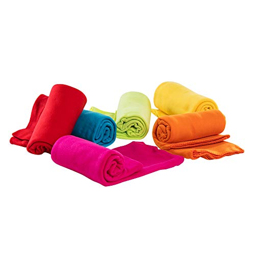 CAI TENG Fleece Throw Blankets Lightweight Warm Soft Cozy Pet-Friendly Bulk Fleece Throw Blanket Kids Solid for Home Bed, Sofa, Dorm, Office, Gifts, Outdoor Couch (Multicolor, Pack of 6-50 x 60 inch) - color: Multicolor
