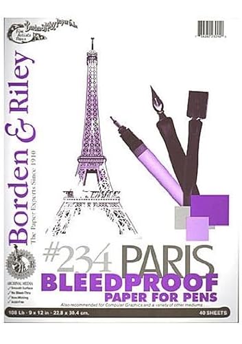 Borden & Riley 9" x 12" #234 Paris Paper for Pens Pad, 108 lb., 30 White Sheets, 1 Pad Each (234S091230)