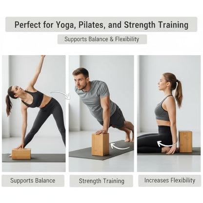 SUPVOX Natural Bamboo Block - Lightweight Yoga Brick for Stability, Stretching & Alignment - Smooth, Non-Slip Surface, Easy to Clean