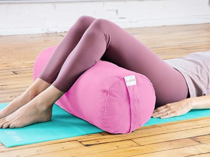 Pranayama Yoga Bolster Meditation Pillow - color: Pink, size: Cylindrical 28" x 10"