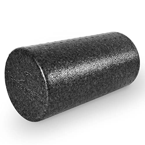 ProsourceFit High Density Foam Rollers 12 - inches long, Firm Full Body Athletic Massage Tool for Back Stretching, Yoga, Pilates, Post Workout Muscle Recuperation, Black - color: Black, size: 12"H x 6"D