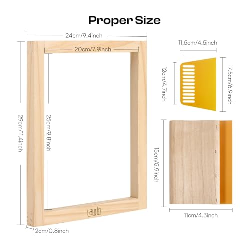 Caydo 8x10 Inch Wood Silk Screen Frame, 110 White Mesh for DIY Printing | includes screen printing squeegee, for T-shirts backpacks handbags, DIY printing, wood silk screen frame - size: 8 x 10 Inch