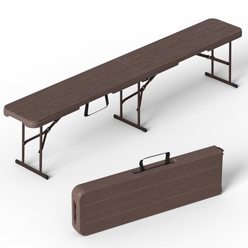 VSOAEIL 6 Foot Folding Bench, 6 FT Foldable Plastic Bench Indoor & Outdoor - color: Brown, size: 1 Pack
