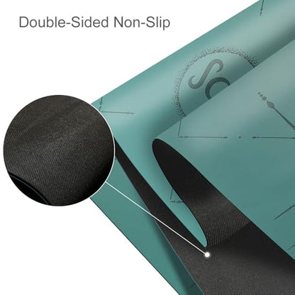 Natural Rubber Yoga Mat - Non Slip Non Toxic - 5mm Thick Yoga Mat for Hot Yoga/Pilates - Extra Large 26.8’’ with Alignment Guide - Sweat Proof - with Carrying Bag - color: Forest Green