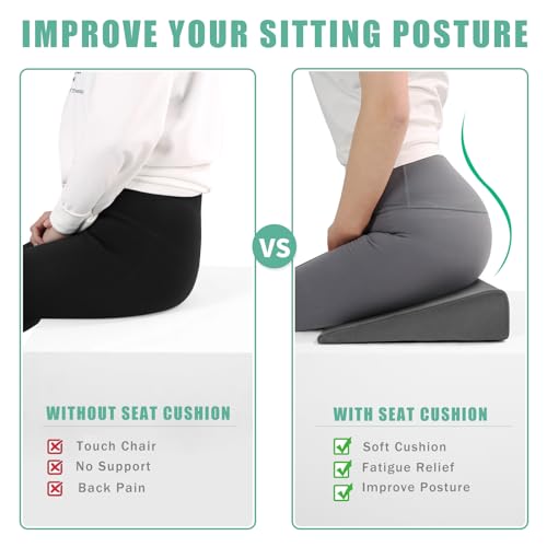 BUYUE Wedge Cushion for Butt Lift Women, Hard-Firm EVA Foam for Lift HIPS Up Fitness Training, Plank Position Mat, Non-Slip Chair Seat Pad, 15.7"x 12.5", Dark Gray - color: Dark Gray