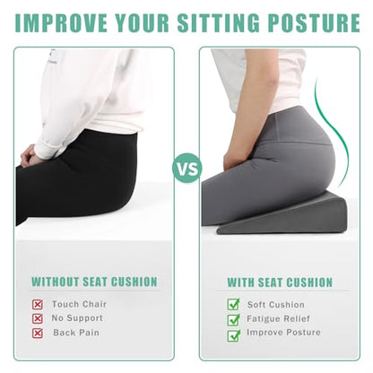 BUYUE Wedge Cushion for Butt Lift Women, Hard-Firm EVA Foam for Lift HIPS Up Fitness Training, Plank Position Mat, Non-Slip Chair Seat Pad, 15.7"x 12.5", Dark Gray - color: Dark Gray