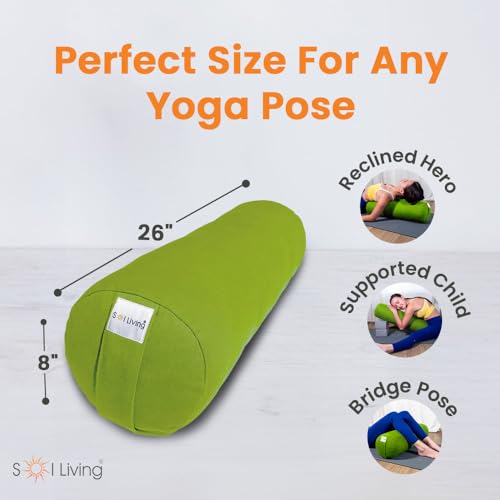 Pranayama Yoga Bolster Meditation Pillow - color: Green, size: Cylindrical 26" x 8"