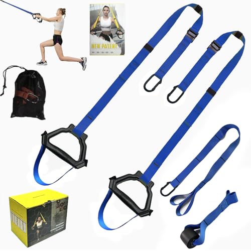 Bodyweight Resistance Training Straps, Home Gym Fitness Trainer kit - color: Blue