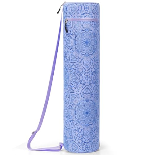 Gonex Yoga Mat Bag, Full-Zip Mat Carrier | 600D Oxford Fabric, Wet Pocket, Front Zip Pocket, Adjustable Strap, Fits Mats up to 26" - color: Blue Mist