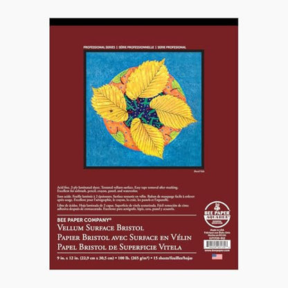Bee Paper - 11"x 14" Vellum Bristol Paper Pad, 15 Sheets - size: 11-inch x 14-inch, 15 Sheet Tape Bound Pad