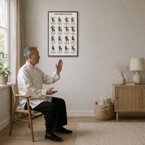Chair Qigong Routine Poster for Seniors, Unframed Exercise Chart, 12x16