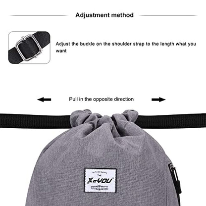 XEYOU Drawstring Backpack Bag Sport Gym Sackpack Beach Cinch Bag | Lightweight Swimming Bag, Water-Resistant Fabric, Travel Daypack for Women and Men - color: Grey