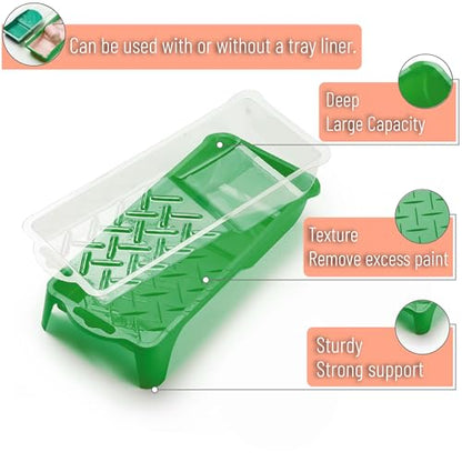 Bates- 2 Inch Foam Paint Roller Kit, 10 Pack, Small Paint Roller Kit, 1x Plastic Paint Tray, 2X Clear Disposable Tray Liners, 1x Roller Frame & 6X Mini Foam Covers for Painting Wall, Door, Cabinet - color: Green