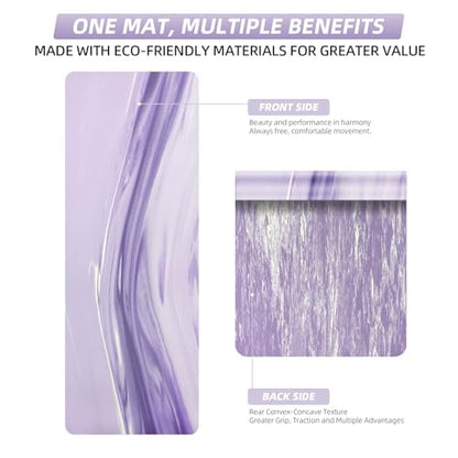 Natural Rubber Yoga Mat, Matte PU Material Extra Thick Yoga Mat Non Slip, Eco Friendly Fitness Exercise Mat for Women Men Kids, Workout, Yoga, Pilates and Floor Exercise - color: Purple