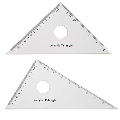 Coopay Large Triangle Ruler Set Square, 30/60 and 45/90 Degrees, Circular Hollow - size: Circular Hollow