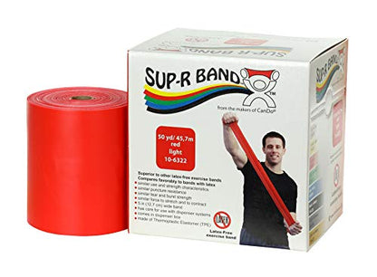 CanDo 10-6322 Sup-R Latex Free Exercise Band, 50yds Length, Red Light - color: Red: Light, size: 50 yd
