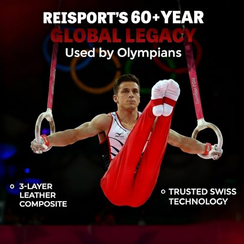 Reisport Protec Ring Gymnastics Grips for Men - Triple Strength Leather Hand Grips for Gymnastics Rings - Gymnastics Equipment & Accessories for Advanced Gymnasts - color: Protec Elite Hook/Loop, size: Medium